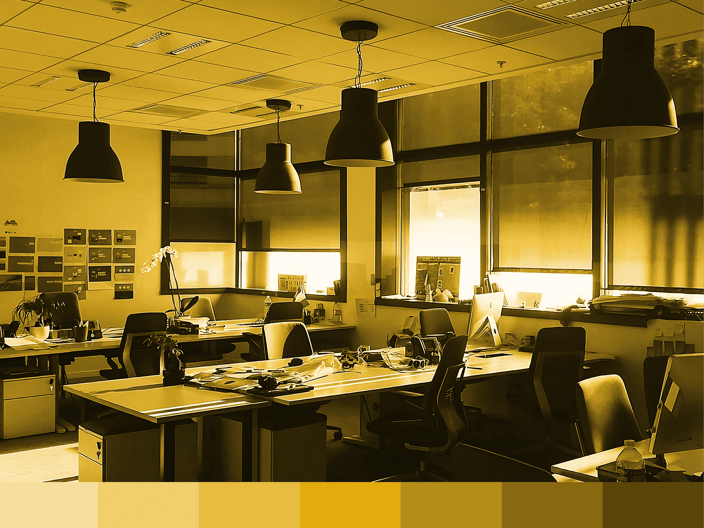 The IBM Studio Paris workspace, tinted yellow